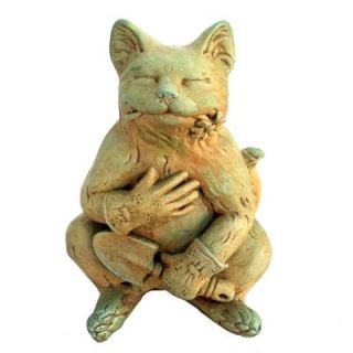 Cast Stone Gardening Cat Statue   Weathered Bronze GNCG WB