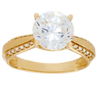 Diamonique 3.00ct Solitaire Ring, 14K Gold —