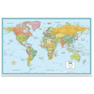 Rand McNally 50" x 32" Ready to Mount Deluxe Laminated World Wall Map