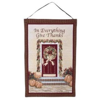 "In Everything Give Thanks" Thanksgiving Holiday Wall Hanging Tapestry 17" x 26"