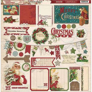 My Minds Eye Vintage Christmas Chipboard Die Cuts, 12" x 12",Accessories