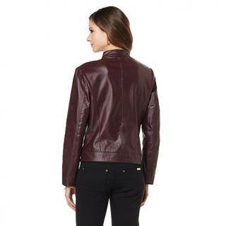 IMAN Platinum Rock the Runway Luxe Leather and Haircalf Moto Jacket   7463397