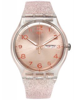 Swatch Womens Swiss Pink Glistar Pink Glitter Semi Transparent