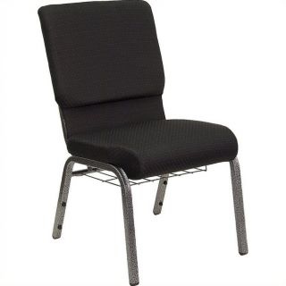 Flash Furniture Hercules Church Stacking Chair in Black and Silver   FD CH02185 SV JP02 BAS GG