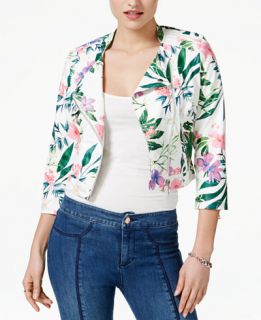GUESS Brid Floral Print Faux Leather Jacket   Jackets & Blazers