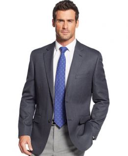 Tasso Elba Linen Blend Navy Neat Classic Fit Sport Coat   Blazers