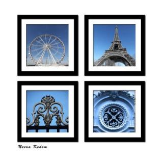 Imagine Letters Four 10 in. x 10 in. "Paris in Blue" by Neeva Kedem Framed Printed Wall Art S4 031
