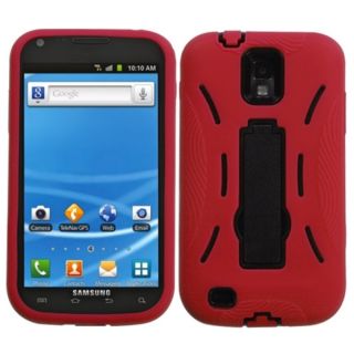 INSTEN Black/ Red Hybrid Kickstand Phone Case Cover for Samsung T989