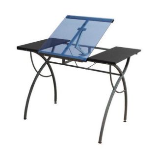 Studio Designs Catalina Craft Table, Pewter/Blue Glass