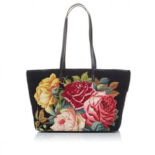 Clever Carriage Company Romantic Rose Hand Needlepoint Shopper   7586165