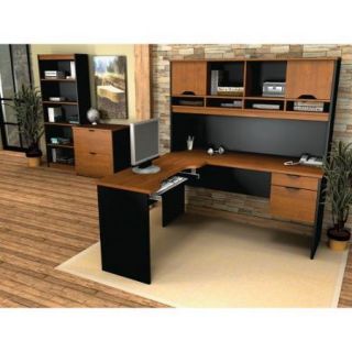 Bestar Innova L Shape Desk Set in Tuscany Brown