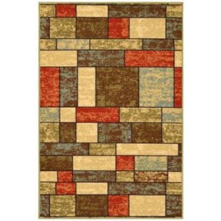 Ottomanson Ottohome Collection Contemporary Boxes Design Multi 3 ft. 3 in. x 5 ft. Area Rug OTH2309 3X5