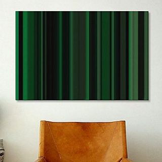 iCanvas Striped Art Dark Matrix Green Graphic Art on Canvas; 26 H x 40 W x 1.5 D