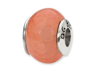 Sterling Silver SimStars Reflections Red Cracked Agate Stone Bead