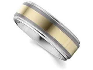 8.3MM Dura Tungsten Ridged Band With Gold IMMerse Plating Inlay Size 11