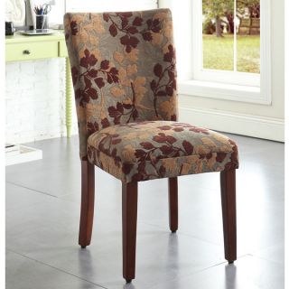 HomePop Classic Brown Tan Sage Leaf Fabric Dining Chair
