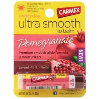 Carmex Ultra Smooth Lip Balm Stick SPF 15, Pomegranate 0.15 oz (Pack of 2)