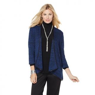 Slinky® Brand Melange Knit Jacket with Faux Leather Trim   7908325