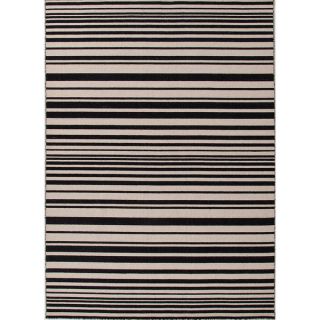 Handmade Flat weave Stripe pattern Gray/ Black Area Rug (8 x 10