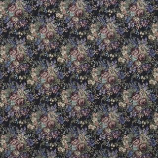 H781 Blue Green and Red Floral Tapestry Upholstery Fabric (By The Yard