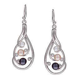 Kabella Sterling Silver Freshwater Pearl and Crystal Earrings (3.5 4