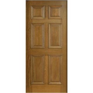 Main Door 32 in. x 80 in. Solid Mahogany Type 6 Panel Prefinished Walnut Wood Front Door Slab SH 600 WA BZ 32in
