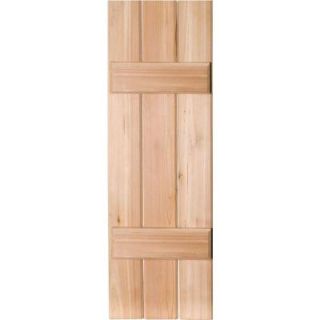 Ekena Millwork 12 in. x 68 in. Exterior Real Wood Western Red Cedar Board and Batten Shutters Pair Unfinished RWB12X068UNW