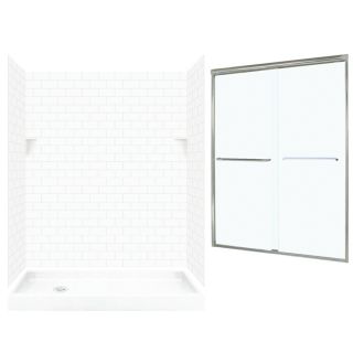 Swanstone White Solid Surface Wall and Floor 5 Piece Alcove Shower Kit (Common 60 in x 32 in; Actual 72.5 in x 60 in x 32 in)
