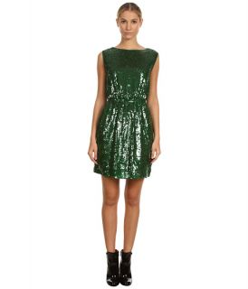 armani jeans cinched waist sequin dress green