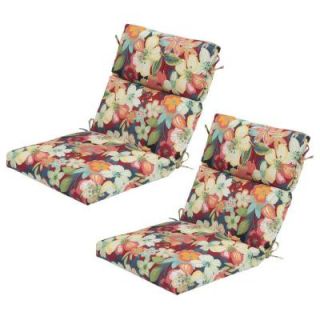 Hampton Bay Hideaway Floral High Back Outdoor Chair Cushion (2 Pack) 7718 02001100