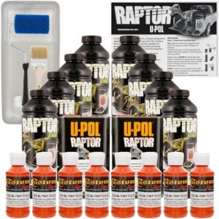 Raptor Safety Orange Urethane Spray On Truck Bed Liner Roller,Tray,Brush8 Liters