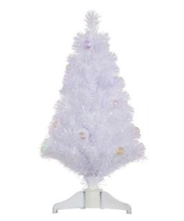 Vickerman 3 ft. White Fiber Optic Christmas Tree with Ball Ornaments   Christmas Trees
