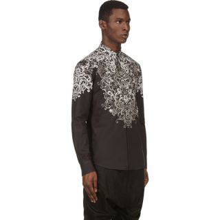 Alexander McQueen Black & Ivory Lace Print Shirt