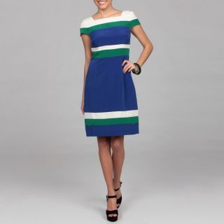 Chetta B Womens Blue Colorblock Striped Dress   Shopping