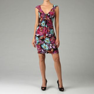 London Times Womens Watercolor Floral Jersey Dress  
