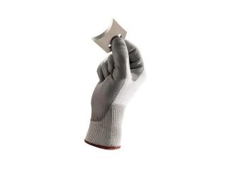 Ansell Size 10 HyFlex 13 Gauge Light Duty Cut Resistant Gray Polyurethane Palm Coated Work Gloves With White High Performance Polyethylene Liner And Knit Wrist