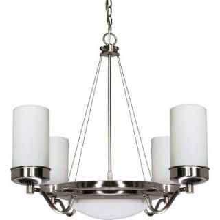Glomar 6 Light Brushed Nickel Chandelier with Satin Frosted Glass Shades HD 607
