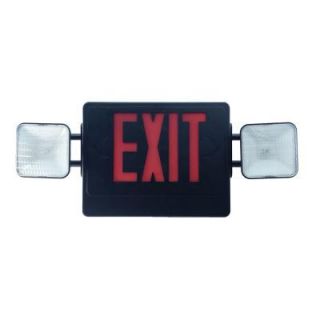 Nicor High Impact Black with Red Letters Thermoplastic 120/277 LED Emergency Exit Sign with Dual Emergency Light 18201DRB