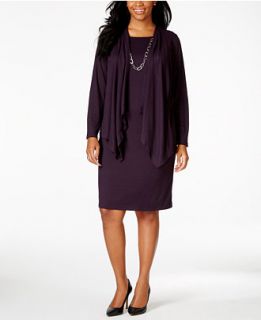 Jessica Howard Plus Size Solid Draped Jacket and Dress   Dresses