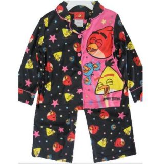 Angry Birds Little Girls Black Pink Character Print 2 Pc Pajama Set 4