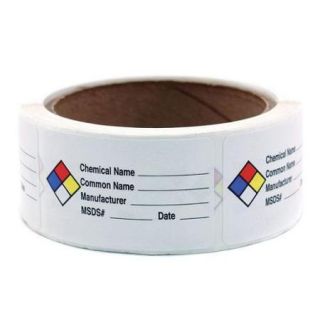 ROLL PRODUCTS 141534 Hazard Chemical Label, Roll, PK 250