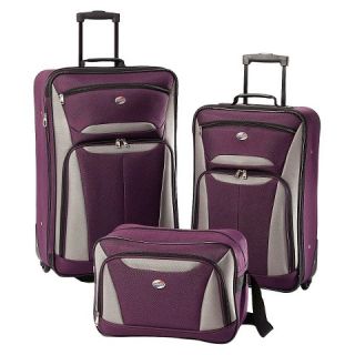 American Tourister Fieldbrook II 3 piece luggage set   Purple and Grey