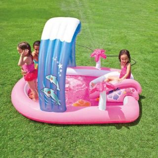 Intex Hello Kitty Play Center Inflatable Kiddie Spray Wading Pool Slide