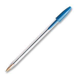 BIC Stic Ballpoint Pen, Medium Point, Blue Ink/Clear Barrel