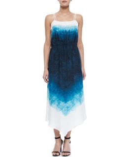 Halston Heritage Scarf Print Georgette Slip Dress, Blue/Black/White