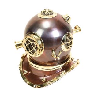 Decorative Brass Diving Helmet Statue by Woodland Imports