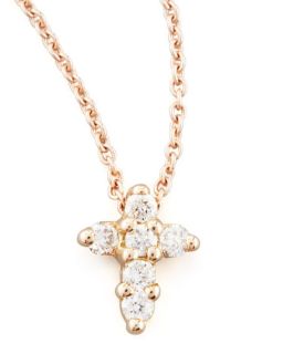 Roberto Coin Rose Gold Diamond Cross Necklace