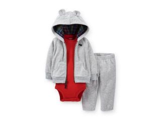 Carters Infant Boys Gray Fleece Moose Outfit Sweat Pants Creeper & Hoodie Jacket 