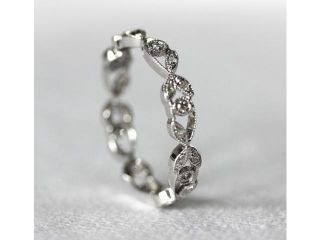 VogueGem Full Eternity Art Deco .23ct Diamond 14K White Gold Wedding Band Engagement Ring