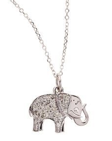 KC Designs 14k White Gold Diamond Elephant Pendant Necklace